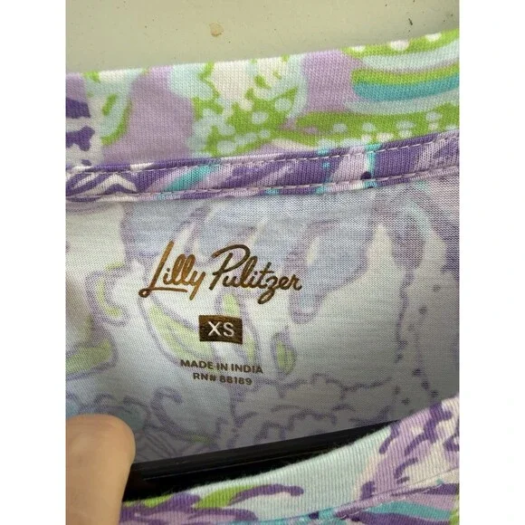 EUC LILLY PULITZER MULTI JUICY STORY PATCH CODY SHORT SLEEVE DRESS XS - Picture 3 of 4